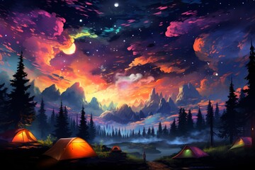 Wall Mural - Camping - Generative AI