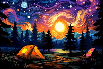 Sticker - Camping - Generative AI