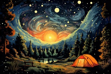 Canvas Print - Camping - Generative AI