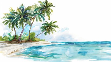 Wall Mural - landscape of an island full of palm trees