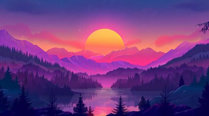 Wall Mural - Cartoon style landscape background