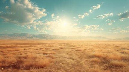 wild west desert landscape, vintage-toned abstract background with tumbleweeds rolling across vast d