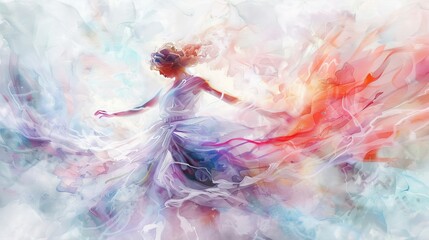 Wall Mural - Delicate watercolor strokes in ethereal dance