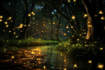 Canvas Print - Fireflies - Generative AI