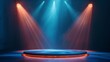 © AvectStock - A minimalist stage bathed in light. A clean, uncluttered background provides the perfect canvas for a sleek podium illuminated by two spotlights