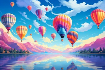 Wall Mural - Hot air balloons - Generative AI