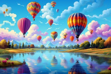 Wall Mural - Hot air balloons - Generative AI