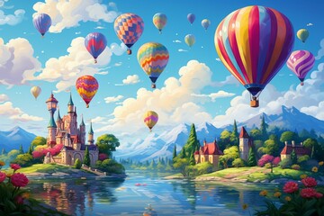 Wall Mural - Hot air balloons - Generative AI