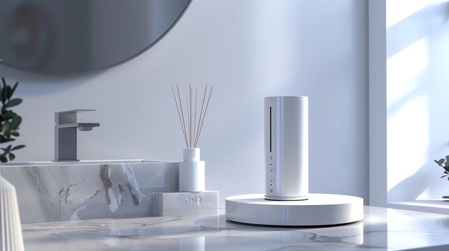A detailed render of a compact and stylish electric toothbrush charger