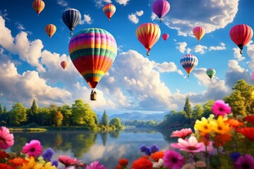 Canvas Print - Hot air balloons - Generative AI