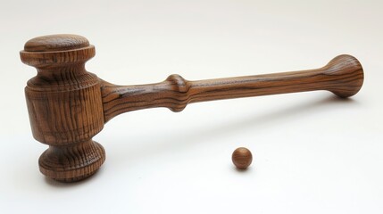 Gavel made of wood separated on a white backdrop