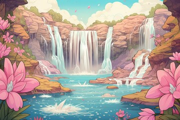 Canvas Print - Waterfalls - Generative AI