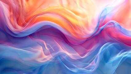 Wall Mural - A colorful, flowing piece of fabric with a blue and pink hue. The colors are vibrant and the fabric appears to be flowing in a wave-like motion