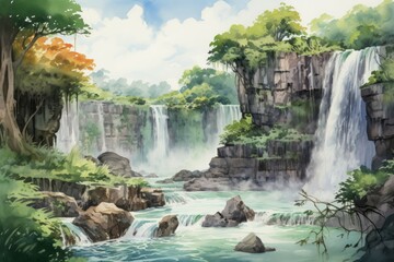 Wall Mural - Waterfalls - Generative AI