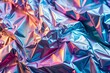 © onehourhappiness - Iridescent Crumpled Foil. Abstract Modern pastel colored holographic background in 80s style. Crumpled iridescent foil textile real texture. Synthwave. Vaporwave style. Retrowave, retro futurism