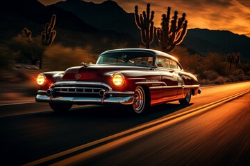 Canvas Print - Vintage cars - Generative AI