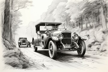 Canvas Print - Vintage cars - Generative AI