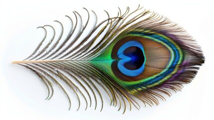 feather of a peacock isolated on a white background