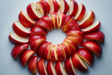 Wall Mural - Apple slices forming a star pattern. Concept of nutritious snacks. Generative Ai.