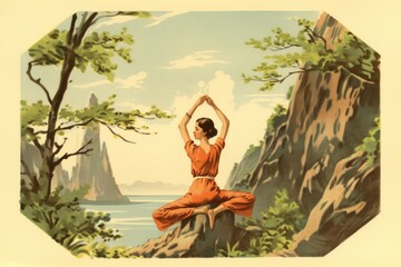 Canvas Print - Outdoor yoga - Generative AI