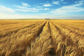Wall Mural - fields of golden wheat stretching to the horizon,