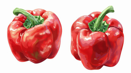 Sticker - Illustration of a sweet red bell pepper, embodying succulent taste and vibrant hue, high quality for farm to table marketing.