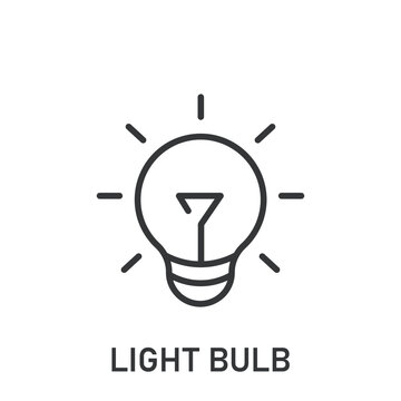 Light bulb icon. Line single icon on transparent background