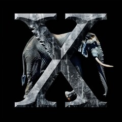 Wall Mural - Alphabet Art Letter X with a Elephant Portrait