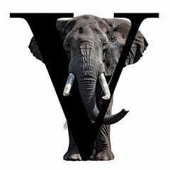 Wall Mural - Alphabet Art Letter Y with a Elephant Portrait