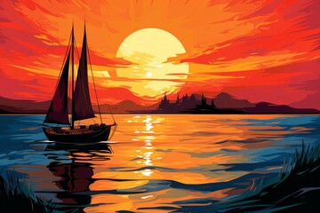 Wall Mural - Summer sailing - Generative AI