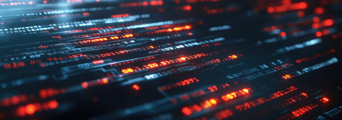 Black Program Code Data Stream on Computer