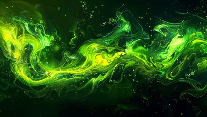 Wall Mural - An abstract flame shape in lime green and yellow color.	