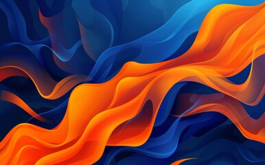 Wall Mural - An abstract flame shape on a blue background.