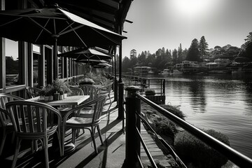 Canvas Print - Waterfront dining - Generative AI