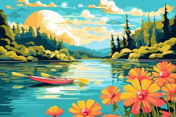 Canvas Print - Summer kayaking - Generative AI