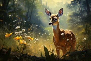 Wall Mural - Summer wildlife - Generative AI