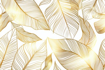 Wall Mural - Golden leaves art deco pattern.