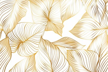 Wall Mural - Golden leaves art deco pattern.