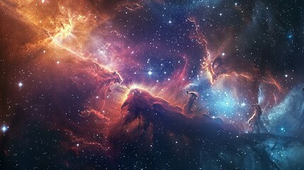 Cosmic Nebula with Stars: NASA-Supplied Elements
