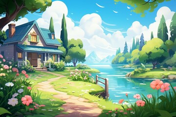 Wall Mural - Summer cottages - Generative AI