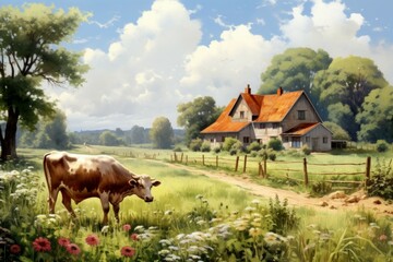 Wall Mural - Summer farm life - Generative AI