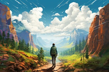 Canvas Print - Summer hiking trails - Generative AI