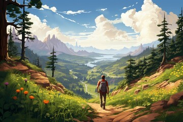 Canvas Print - Summer hiking trails - Generative AI