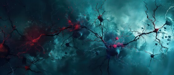 neurons floating blue wallpaper
