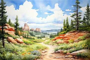 Wall Mural - Summer hiking trails - Generative AI