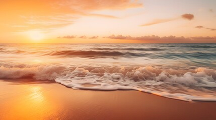 Wall Mural - Serene Ocean at Sunset with Golden Light Reflecting on Calm Waters