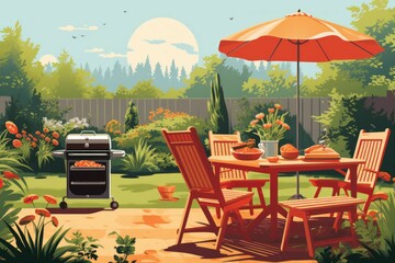 Sticker - Summer backyard barbecues - Generative AI