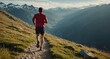 © SevenThreeSky - guy running on mountain trail background
