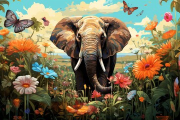 Wall Mural - Summer wildlife sanctuaries - Generative AI