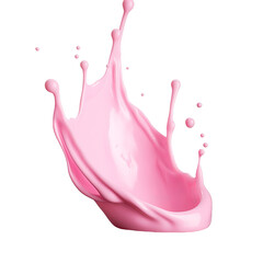 Wall Mural - 
a smooth drop splash of pink flavoured milk with less droplets on an isolated white background